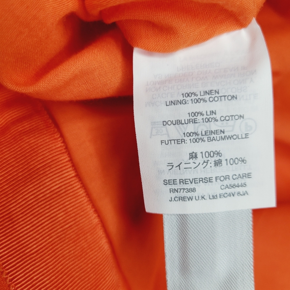 J.Crew 100% Linen Skirt Orange Size 2 Short Ruffles Flowy Tropical Zipper Resort - Picture 9 of 11